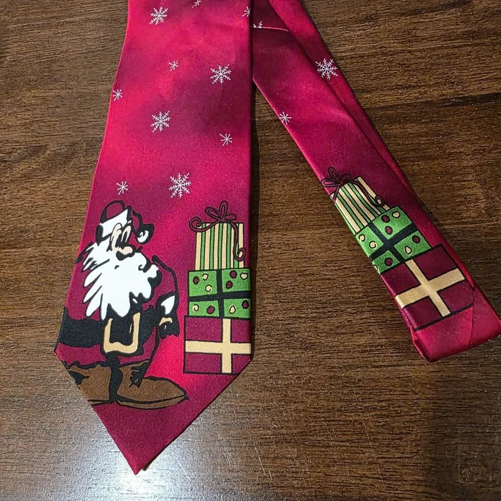 J. GARCIA Limited Edition Men's 100% Silk Tie Christmas Theme Santa Presents